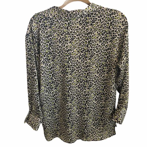 Zara Cheetah Animal Print Silky V-Neck Blouse Top (Small) - Picture 5 of 5